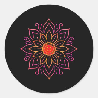 Neon Cosmic Mandala Sticker | Ethereal Vintage Glo