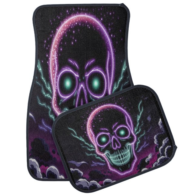 Neon Cosmic Skull Car Floor Mat (Set)