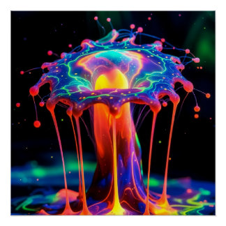 Neon Cosmic Splash – Vibrant Abstract Fantasy Art Poster