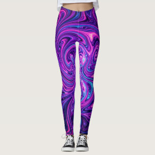 Neon Cosmic Swirl Art Leggings