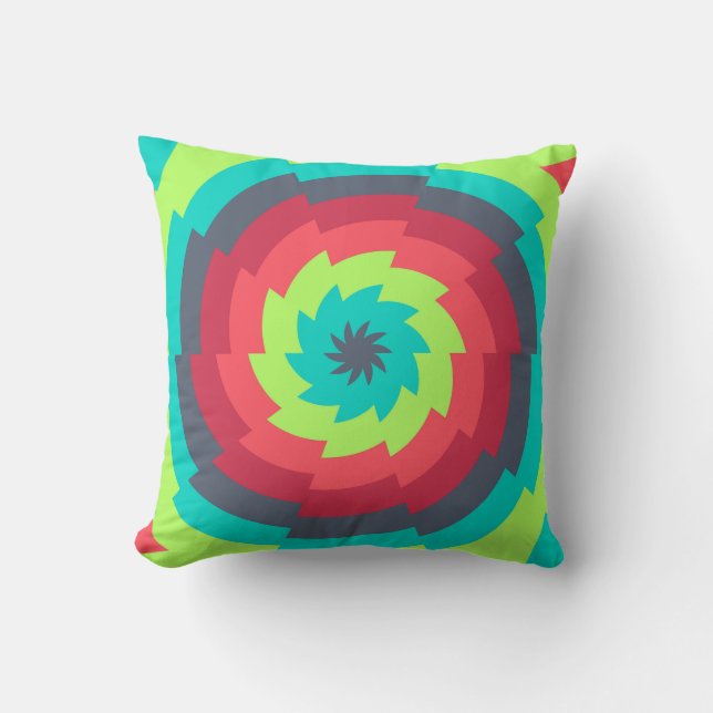 Neon Cosmic Whirl Throw Pillow (Front)