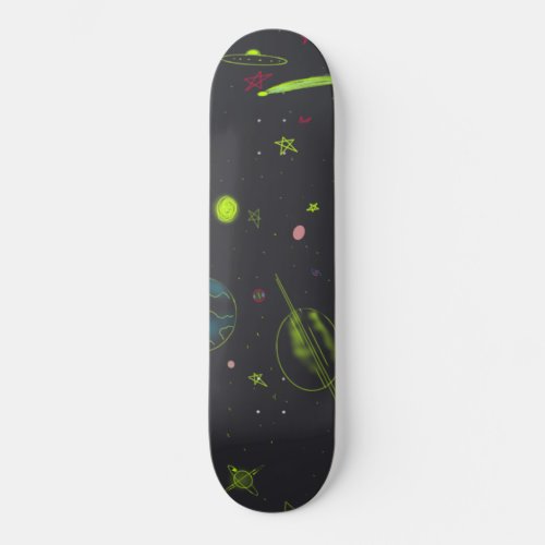 Neon Cosmos Universe Cool Skateboard Deck