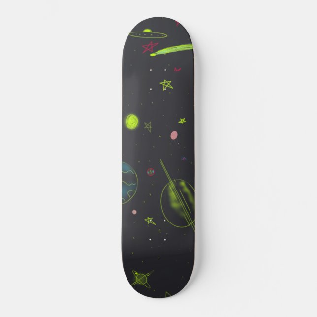 Neon Cosmos Universe Cool Skateboard Deck (Front)