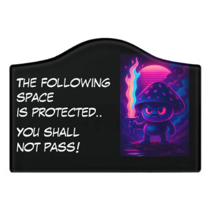 Neon CottageCore Mushroom Protector Door Sign