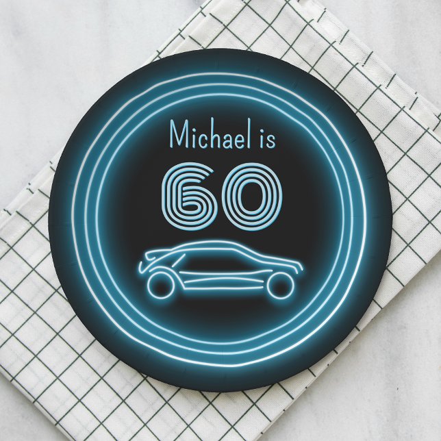 Neon Coupé Race Car - Motorsports Custom Men's Paper Plates (Creator Uploaded)