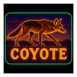 Neon Coyote Poster