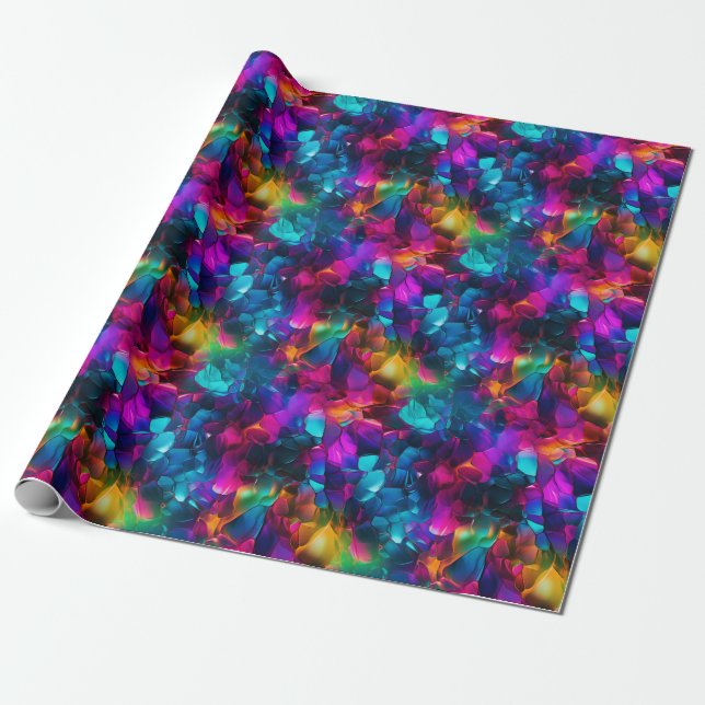 Neon Crazy Harmony Hues Wrapping Paper (Unrolled)