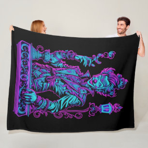 Neon Creeper Pink and Turquoise Fleece Blanket