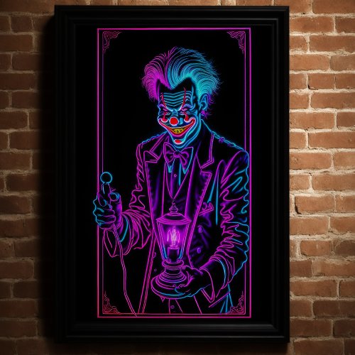 Neon Creepy Clown Pink and Turquoise 54 Poster