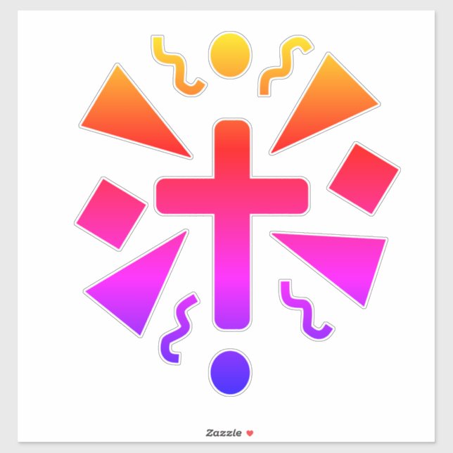 Neon Cross Faith Text Car Sticker (Sheet)