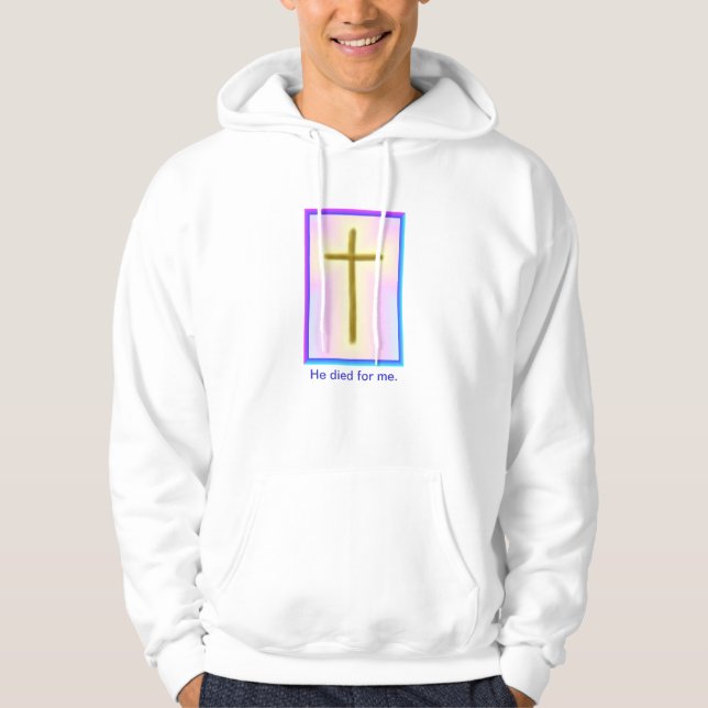 Neon Cross - He died for me. Hoodie (Front)