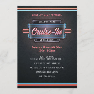 Neon Cruise-In Invitation