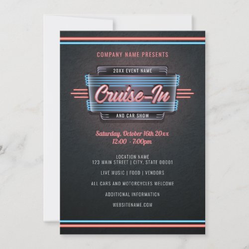 Neon Cruise_In Invitation