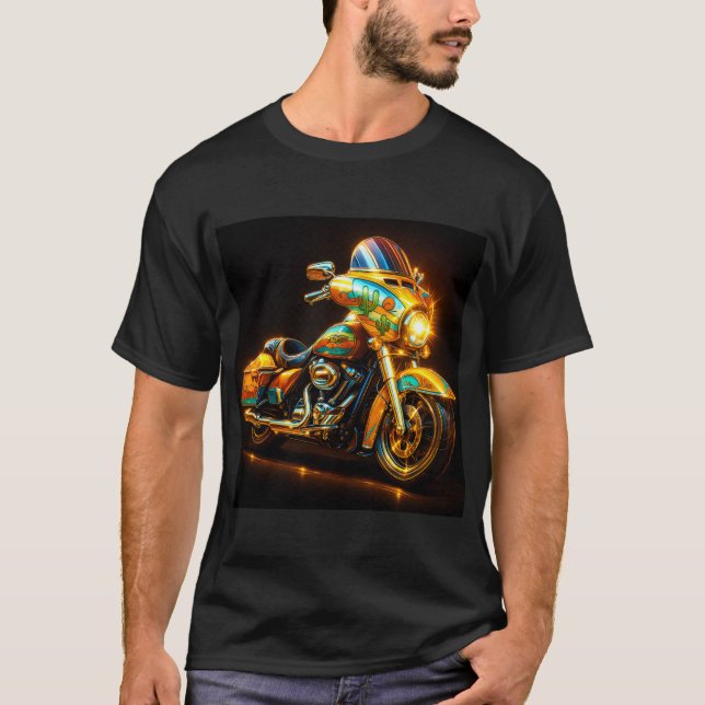 "Neon Cruiser – Glowing Desert Ride Motorcycle Tee (Front)