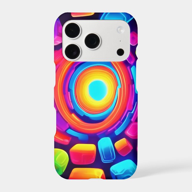 Neon Cube Vortex Art Iphone Case (Back)