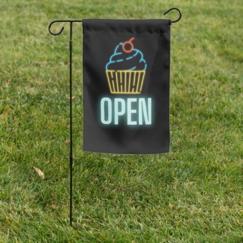 Neon Cupckake Open Sign  Garden  Flag