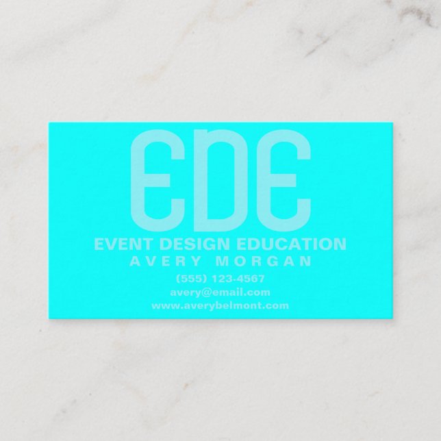 Neon Cyan Minimal Business Card (Front)