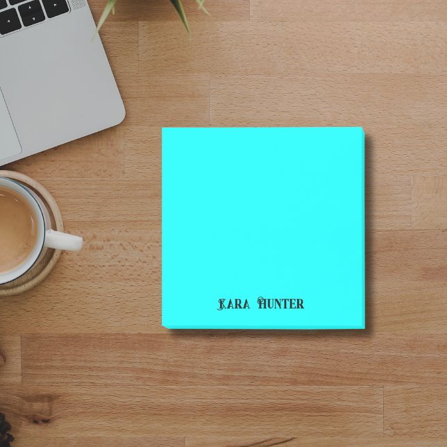 Neon Cyan Professional Minimalist Black Script Post-it Notes (Creator Uploaded)