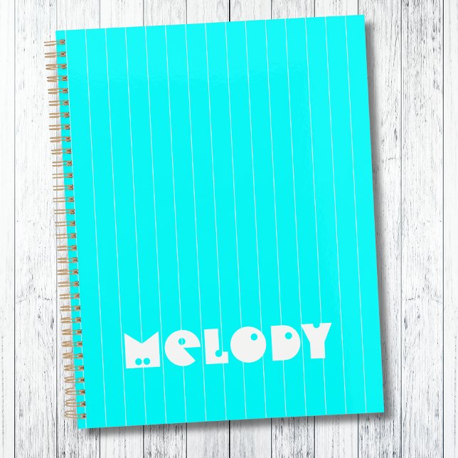 Neon Cyan White Thin Vertical Striped Name Planner (Creator Uploaded)