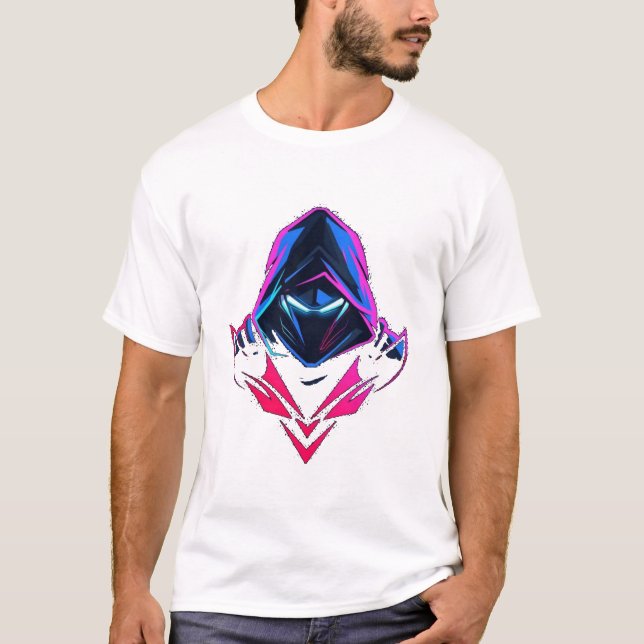 Neon Cyber Assassin Illustration T-Shirt (Front)