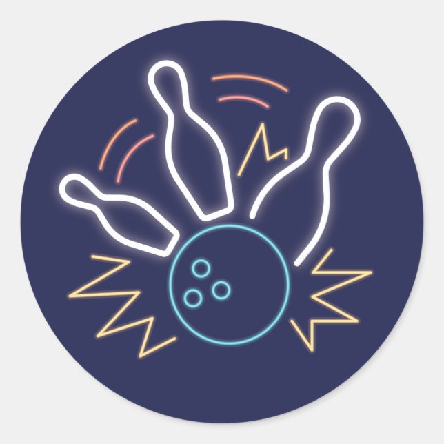 Neon Cyber Bowling Classic Round Sticker (Front)