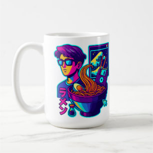 Neon Cyber Ramen – Vaporwave Retro Aesthetic Art Coffee Mug