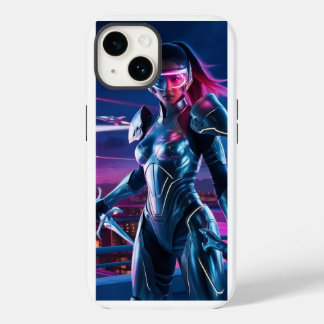 Neon Cyber Warrior iPhone Case – Futuristic Sci-Fi