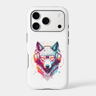 Neon Cyber Wolf Headphones Y2K iPhone 17 Pro Case