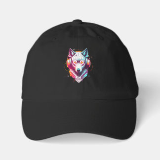 Neon Cyber Wolf Headphones Y2K Youth Dad Hat