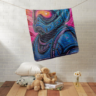 Neon Cyberpunk Astronaut Baby Blanket