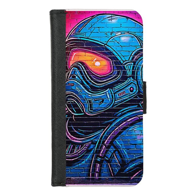Neon Cyberpunk Astronaut iPhone Wallet Case (Front)