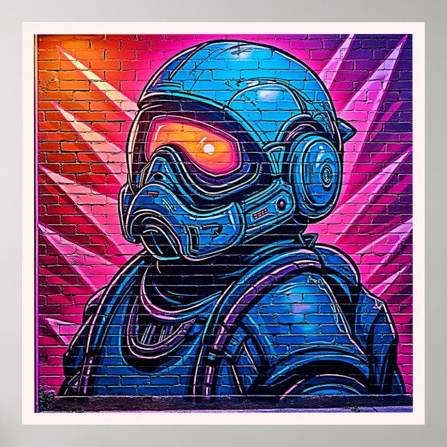 Neon Cyberpunk Astronaut Poster (Front)
