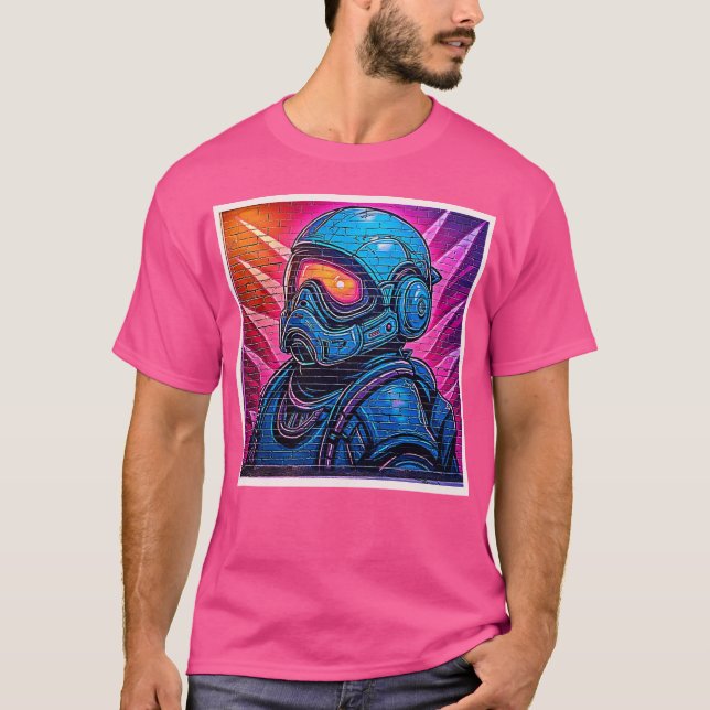 Neon Cyberpunk Astronaut T-Shirt (Front)