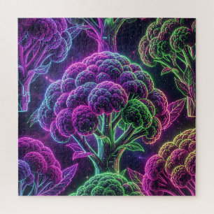 Neon Cyberpunk Cauliflower Galaxy Jigsaw Puzzle