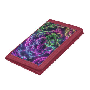 Neon Cyberpunk Cauliflower Galaxy Tri-fold Wallet