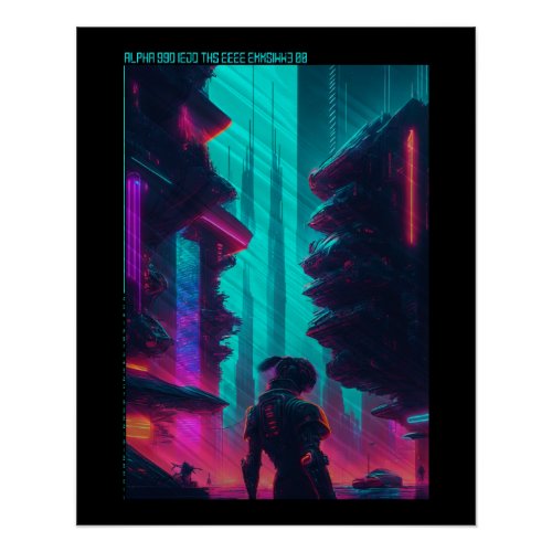 Neon Cyberpunk City Poster