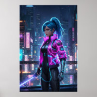 Neon Cyberpunk Girl | Futuristic City Warrior