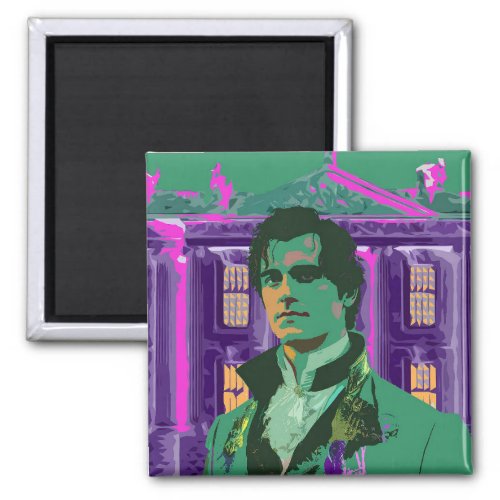 Neon Cyberpunk Handsome Mr Darcy Portrait Magnet