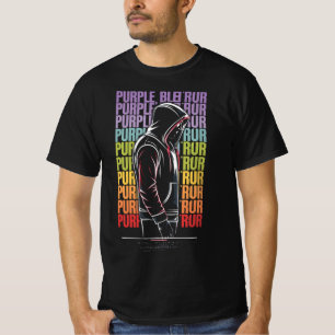 Neon Cyberpunk Hooded Figure Digital Art - Glowing T-Shirt