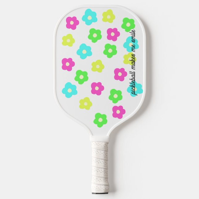 Neon Daisy Print Pickleball Paddle (Front)