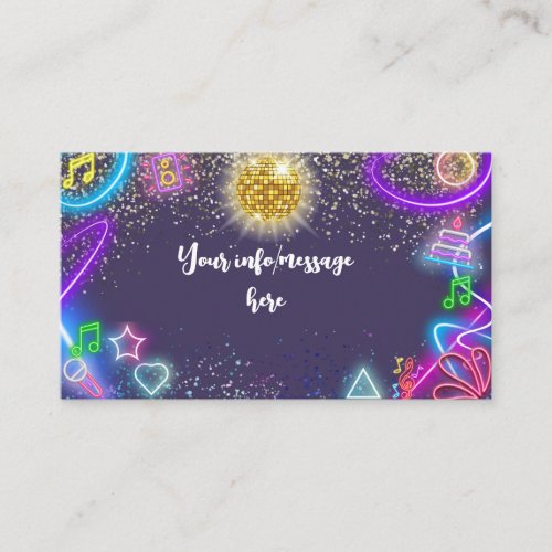 Neon dance party birthday enclosure card