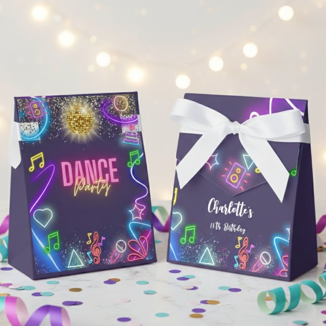 Neon dance party birthday favor boxes (Creator Uploaded)