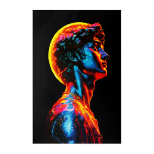 Neon David Statue  Acrylic Print