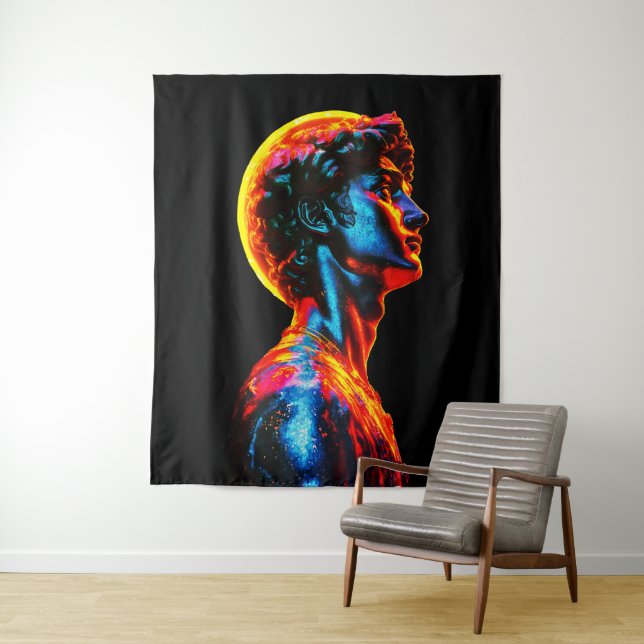 Neon David Statue  Tapestry (In Situ)