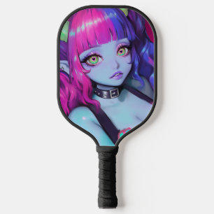 Neon Demon Girl Heart Eyes Pickleball Paddle