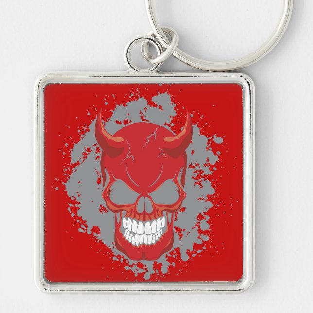 Neon Demon Skull Keychain (Front)