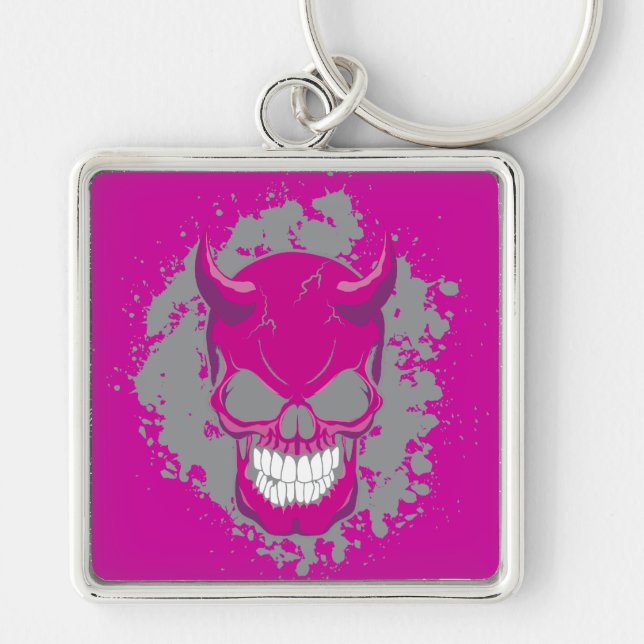 Neon Demon Skull Keychain (Front)