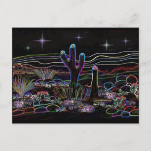 Neon Desert Stary Night Postcard