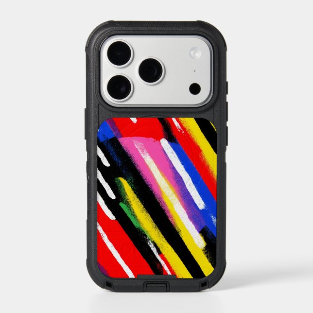 Neon Diagonal Stripe Color Clash Otterbox iPhone Case (Back)