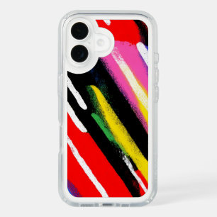 Neon Diagonal Stripe Color Clash iPhone 16 Case